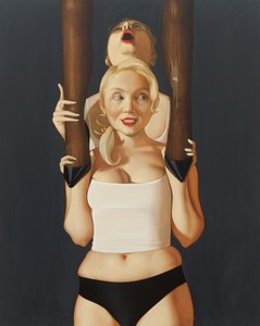 Anna Weyant, Cheerleaders, 2021. Oil on canvas, 60 ¼ × 48 inches (153 × 121.9 cm) © Anna Weyant. Photo: Rob McKeever
