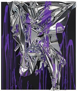 Anselm Reyle, Untitled, 2010. Mixed media on canvas, acrylic glass, 56 ⅜ × 47 ¾ × 7 ⅜ inches, (143 × 121 × 18 ½ cm)