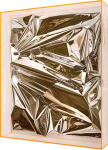 Anselm Reyle, Untitled, 2012. Mixed media on canvas, acrylic glass, 59 1/16 × 49 ⅝ × 9 1/16 inches (150 × 126 × 23 cm)