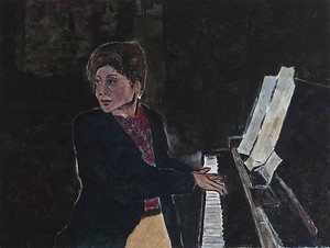 Bob Dylan, Piano Player, 2009. Acrylic on canvas, 36 × 48 inches (91.4 × 121.9 cm)