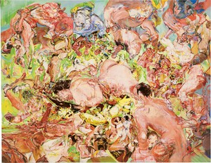 Cecily Brown, Seven Brides for Seven Brothers, 1997–98. Oil on linen, 76 × 98 inches (193 × 248.9 cm) © Cecily Brown