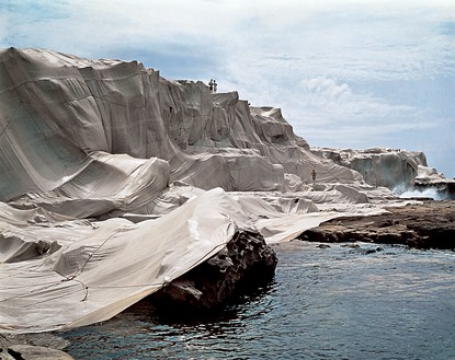 Christo and Jeanne-Claude, Wrapped Coast, One Million Square Feet, Little Bay, Sydney, Australia, 1968–69 Little Bay, Australia, 1969© Christo and Jeanne-Claude Foundation. Photo: Shunk-Kender, courtesy J. Paul Getty Trust