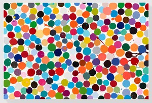 Damien Hirst, Grapefruit, 2016. Household gloss on canvas, 16 × 24 inches (40.6 × 61 cm) © Damien Hirst and Science Ltd. All rights reserved, DACS 2018