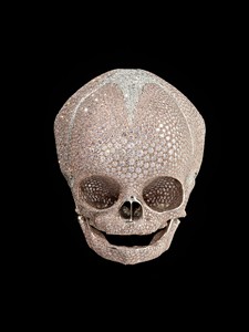 Damien Hirst, For Heaven’s Sake, 2008. Platinum and pink diamonds, 3 ⅜ × 3 ⅜ × 3 ⅞ inches (8.5 × 8.5 × 10 cm) © Damien Hirst and Science Ltd. All rights reserved, DACS 2018. Photo: Prudence Cuming Associates