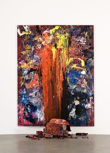 Dan Colen, Hand of Fate, 2011. Trash and paint on canvas, 126 × 97 × 2 inches (320 × 246.4 × 50.8 cm) © Dan Colen