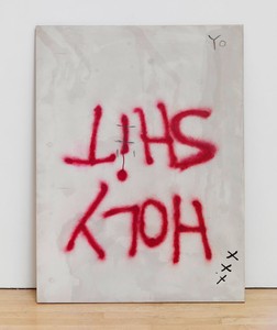 Dan Colen, HOLY SHIT, 2006. Oil on plywood, 48 × 36 inches (121.9 × 91.4 cm) Photo by Rob McKeever
