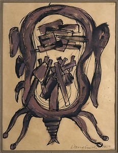 David Smith, Untitled, 1950. Gouache, ink and graphite on paper, 10 ¾ × 8 ¼ inches (27.3 × 21 cm)