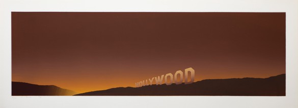 Ed Ruscha, Hollywood, 1968 Color screen print, 17 ½ × 44 ½ inches (44.5 × 112.9 cm), edition of 100© Ed Ruscha