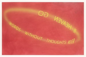 Ed Ruscha, Golden Words, 1985. Dry pigment and acrylic on paper, 40 ¼ × 60 ⅛ inches (102.2 × 152.7 cm) © Ed Ruscha