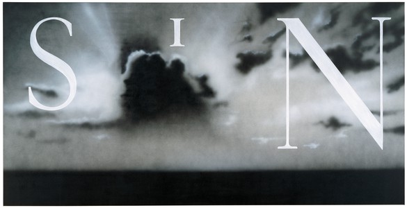 Ed Ruscha, Sin—Without, 1991 Acrylic and oil on canvas, 70 × 138 inches (178 × 350.5 cm), Los Angeles County Museum of Art© Ed Ruscha
