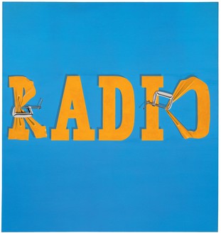 Ed Ruscha, Hurting the Word Radio #2, 1964 Oil on canvas, 59 × 55 inches (149.9 × 139.7 cm)© Ed Ruscha