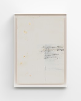 Edmund de Waal, river snow, 2020 Kaolin, gold leaf, graphite, and compressed charcoal on ash, in aluminum frame, 36 ¼ × 26 × 3 inches (92 × 66 × 7.5 cm)© Edmund de Waal. Photo: Prudence Cuming Associates Ltd