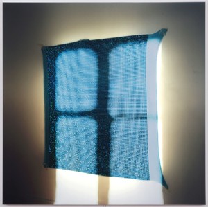 Elisa Sighicelli, Untitled (Blue Fabric), 2011. Partially backlit C-print mounted on lightbox, 48 13/16 × 48 13/16 × 1 9/16 inches (124 × 124 × 4 cm), edition of 3
