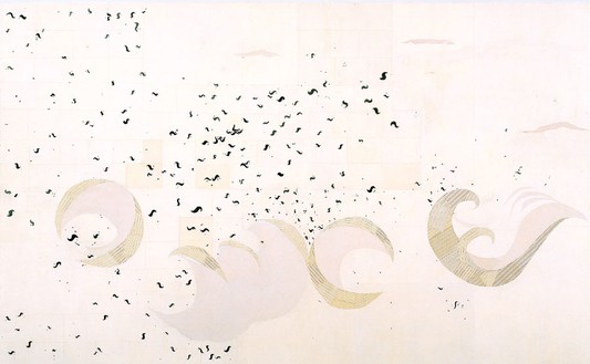 Ellen Gallagher, Blubber, 2000 Ink, pencil, and paper on linen, 120 × 192 inches (304.8 × 487.7 cm)