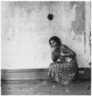 Francesca Woodman, From Polka Dots, Providence, Rhode Island, 1976 Vintage gelatin silver print mounted on mat board, sheet: 5 ¼ × 5 ¼ inches (13.3 × 13.3 cm), mat board: 14 × 10 ½ inches (35.6 × 26.7 cm)© Woodman Family Foundation/Artists Rights Society (ARS), New York