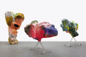 Franz West, Untitled, 2012. Papier-mâché, cardboard, acrylic lacquer, and steel, in 3 parts, overall dimensions variable © Archiv Franz West and © Estate Franz West