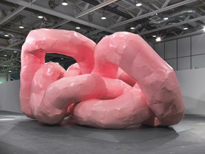 Franz West, Gekröse (Mesentery), 2011. Lacquered aluminum, 196 ⅞ × 255 ⅞ × 433 inches (500 × 650 × 1,100 cm) Installation view, Art Unlimited, Basel, 2012 © Archiv Franz West and © Estate Franz West