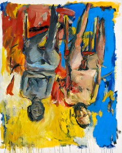 Georg Baselitz, Schlafzimmer (Bedroom), 1975. Oil and charcoal on canvas, 98 ½ × 78 ¾ inches (250 × 200 cm) © Georg Baselitz