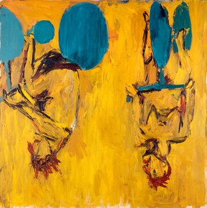 Georg Baselitz, Die Mädchen von Olmo II (The Girls from Olmo II), 1981. Oil on canvas, 98 ½ × 98 ⅛ inches (250 × 249 cm), Musée National d’Art Moderne, Centre Georges Pompidou, Paris © Georg Baselitz