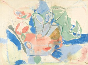 Helen Frankenthaler, Mountains and Sea, 1952. Oil and charcoal on unsized, unprimed canvas, 86 ⅜ × 117 ¼ inches (219.4 × 297.8 cm), Helen Frankenthaler Foundation, New York, on extended loan to the National Gallery of Art, Washington, DC © 2018 Helen Frankenthaler Foundation, Inc./Artists Rights Society (ARS), New York
