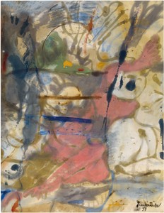 Helen Frankenthaler, Europa, 1957. Oil on unsized, unprimed canvas, 70 × 54 ½ inches (177.8 × 138.4 cm) © 2018 Helen Frankenthaler Foundation, Inc./Artists Rights Society (ARS), New York