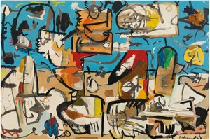 Helen Frankenthaler, Untitled, 1951. Oil and enamel on sized, primed canvas, 56 ⅜ × 84 ½ inches (143.2 × 214.6 cm), Crystal Bridges Museum of American Art, Bentonville, Arkansas © 2018 Helen Frankenthaler Foundation, Inc./Artists Rights Society (ARS), New York