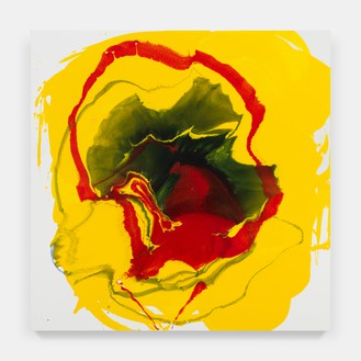 Helen Marden, Simmer, 2022 Resin and powdered paint on linen, 50 × 50 inches (127 × 127 cm)© 2023 Helen Marden/Artists Rights Society (ARS), New York. Photo: Rob McKeever