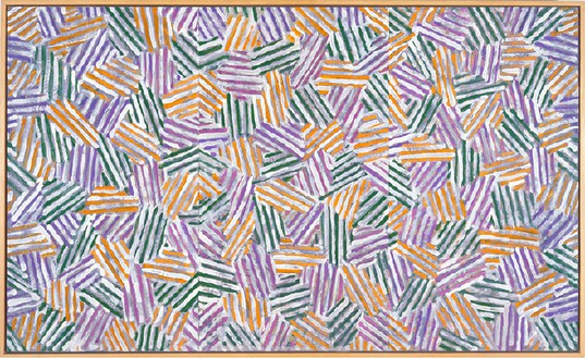 Jasper Johns, Untitled, 1980 Oil on vellum on canvas, 30 ⅜ × 54 ⅜ inches (77.2 × 138.1 cm)