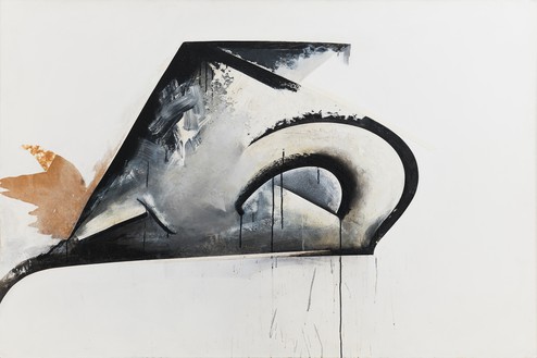Jay DeFeo, Pend O’Reille No. 1 (Eternal Triangle series), 1980 Acrylic and tape on Masonite, 48 × 72 ⅛ inches (121.9 × 183.2 cm)© 2020 The Jay DeFeo Foundation/Artists Rights Society (ARS), New York. Photo: Robert Divers Herrick