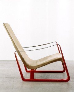 Jean Prouvé, Cité armchair (red), c. 1933. Metal, leather and canvas, 33 ⅜ × 27 ½ × 35 ⅜ inches (85 × 70 × 90 cm)