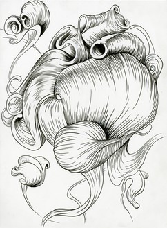 Jim Shaw, Forces of Nature/Hair, 2011 Ink on paper, 12 × 9 inches (30.5 × 22.9 cm)© Jim Shaw