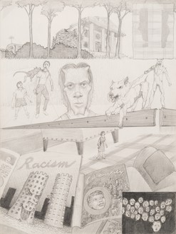 Jim Shaw, Dream Drawing (I drove by a depressed country. . .), 1996 Graphite on paper, 12 × 9 inches (30.5 × 22.9 cm)© Jim Shaw. Photo: Jeff McLane