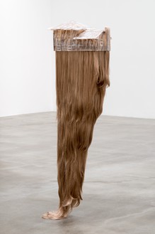 Jim Shaw, Hair House, 2013 Synthetic hair, paverpol, fiberglass, urethane resin, plexiglass, and stainless steel, 64 × 20 × 11 inches (162.6 × 50.8 × 27.9 cm)© Jim Shaw