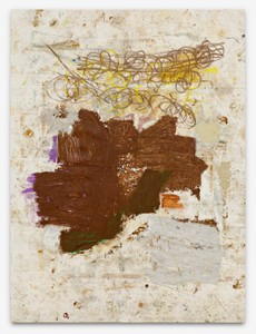 Joe Bradley, Pig Pen, 2010. Oil, spray paint, and mixed media on canvas, 85 × 64 inches (215.9 × 162.6 cm) © Joe Bradley