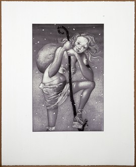 John Currin, Sno-bo, 2006 Etching with aquatint on handmade Kochi NB paper, 18 × 14 ½ inches (45.7 × 36.8 cm)© John Currin