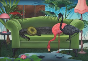 Julie Curtiss Tropical Dawn, 2023. Acrylic and oil on canvas, 55 × 80 inches (139.7 × 203.2 cm), National Gallery of Canada, Ottawa © Julie Curtiss. Photo: Kitmin Lee