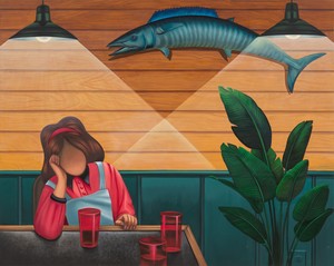 Julie Curtiss Fish Camp, 2024. Acrylic and oil on canvas, 48 × 60 inches (121.9 × 152.4 cm) © Julie Curtiss. Photo: Maris Hutchinson