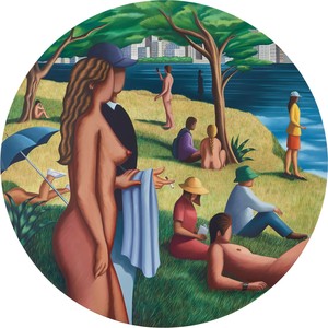 Julie Curtiss Le Future, 2021. Acrylic, vinyl, and oil on canvas, 60 × 60 inches (152.4 × 152.4 cm), Winsing Arts Foundation, Taipei © Julie Curtiss. Photo: Theo Christelis