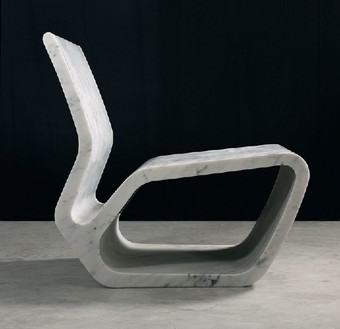 Marc Newson, Extruded Chair (white), 2006 White Carrara marble, 27 ½ × 23 ½ × 28 ¼ inches (69.8 × 59.7 × 71.8 cm), edition of 8