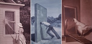 Mark Tansey, A Short History of Modern Painting (Triptych), 1982. Oil on canvas, overall: 58 × 120 inches (147.3 × 304.8 cm) © Mark Tansey