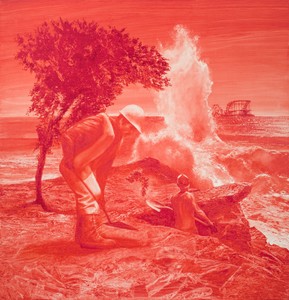 Mark Tansey, Epigene, 2008. Oil on canvas, 58 × 56 inches (147.3 × 147.2 cm) © Mark Tansey