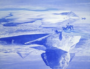 Mark Tansey, Push/Pull, 2003. Oil on canvas, 84 × 109 inches (213.4 × 276.9 cm) © Mark Tansey