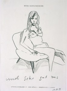 Martin Kippenberger, Untitled (Women and Chairs), 1993. Mixed media on Buro Kippenberger stationery, 18 ¾ × 15 ¼ inches (47.5 × 38.5 cm)