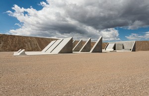 Michael Heizer, 45º, 90º, 180º, City, 1970–2022. Compacted earth, concrete, and steel, 23 feet 6 inches × 140 feet × 110 feet (7.2 × 42.7 × 33.5 m), Central Eastern Nevada © Michael Heizer. Photo: Ben Blackwell