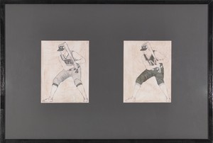 Neil Jenney, Rejected Mets Uniform by Neil Jenney, 1985. Ink on paper, in 2 parts, each: 10 ¾ × 8 ¼ inches (27.3 × 21 cm) © Neil Jenney