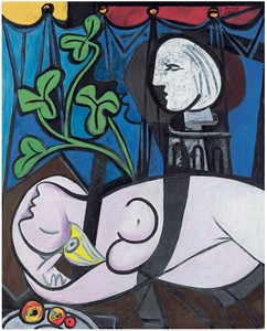 Pablo Picasso, Femme nue, feuilles et buste, 1932. Oil on canvas, 63 ¾ × 51 ¼ inches (162.1 × 130 cm) © 2018 Estate of Pablo Picasso/Artist Rights Society (ARS), New York