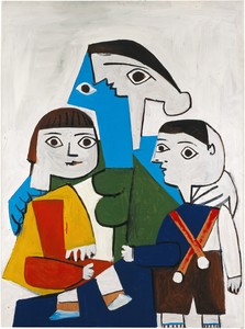 Pablo Picasso, Maternité sur fond blanc, February 4, 1953. Oil on plywood, 51 ¼ × 38 ¼ inches (130 × 97 cm) © 2018 Estate of Pablo Picasso/Artist Rights Society (ARS), New York