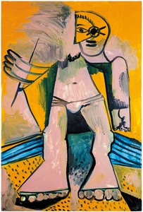 Pablo Picasso, Personnage, August 14, 1971. Oil on canvas, 76 ¾ × 51 ¼ inches (195 × 130 cm) © 2018 Estate of Pablo Picasso/Artist Rights Society (ARS), New York