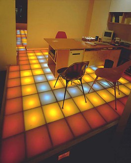 PIOTR UKLAŃSKI Untitled (Dance Floor), 1996 Plexiglass, colored lightbulbs, raised floor structure Dimensions variable Installation at Gavin Brown Enterprise, Broome Street, New York, October 1996