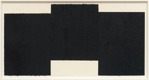 Richard Serra, Triptych #9, 2019. Paintstick, etching ink, and silica on 3 sheets of handmade paper, 47 ½ × 93 ⅛ inches (120.7 × 236.5 cm) © 2019 Richard Serra/Artists Rights Society (ARS), New York